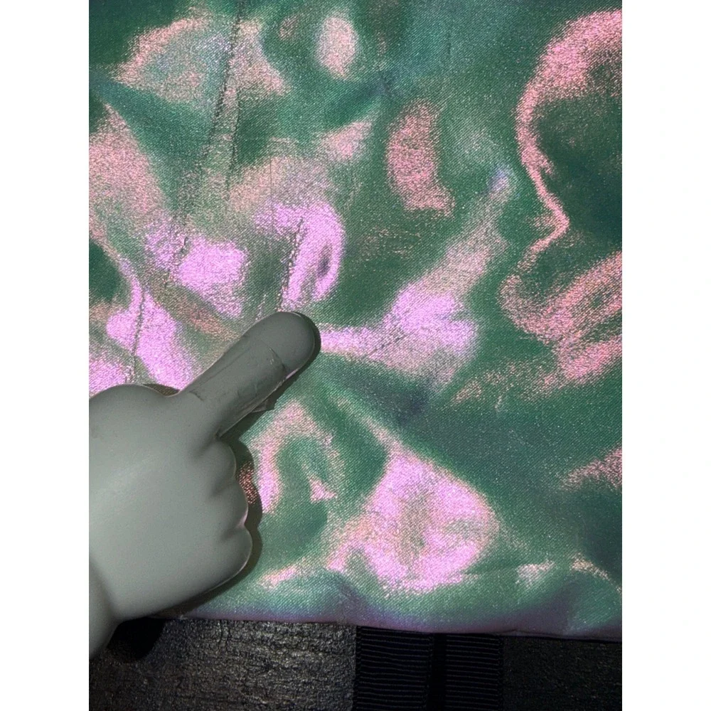 Gucci Beauty Iridescent Floral Makeup Pouch Green Pink Holographic Ribbon Clutch